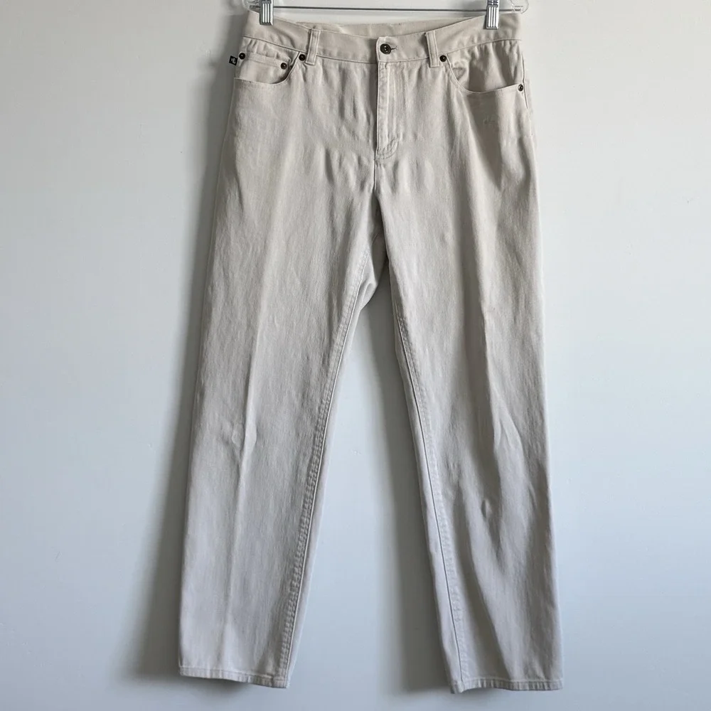 VTG Lauren Ralph Lauren LRL Pants Womens 10‎ Cream Denim Jeans Logo Minimalist